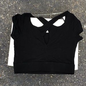 Crisscross black crop top designer brand new Large